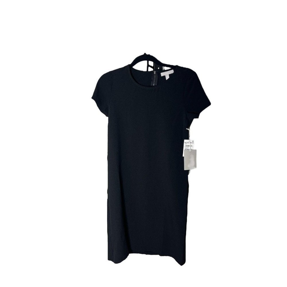 Chelsea28 Womens dress black crepe shift Size XXS Exposed back-zip closure NWT - Picture 3 of 7